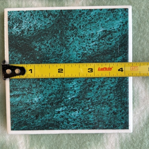 Floral and Marble design tile Coaster Set - Picture 3 of 3